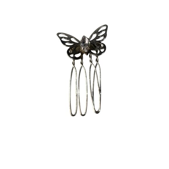 Butterfly Hair Clip With Silver Loops & Rhinestone Detail - Picture 1 of 3